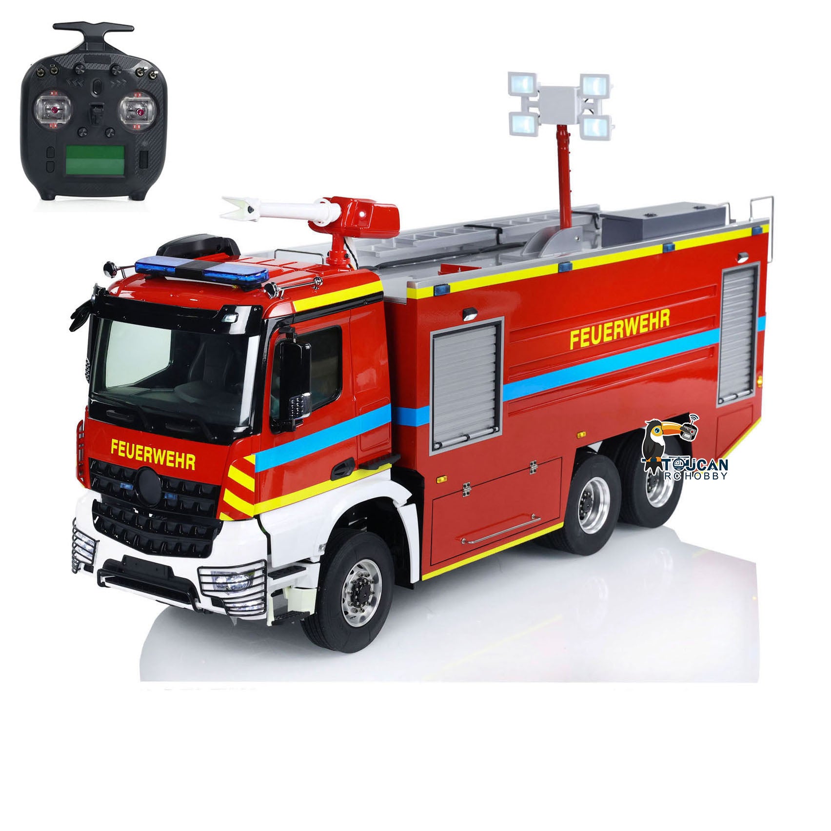 1/14 Scale RC Fire Fighting Truck 6x6 Metal Chassis Remote Control Fire Engine RTR Model Car with 2-Speed Transmission - Ready to Run, Assembled & Painted for Collectors and RC Enthusiasts (Perfect for Emergency Simulation and Off-Road Adventure Play)
