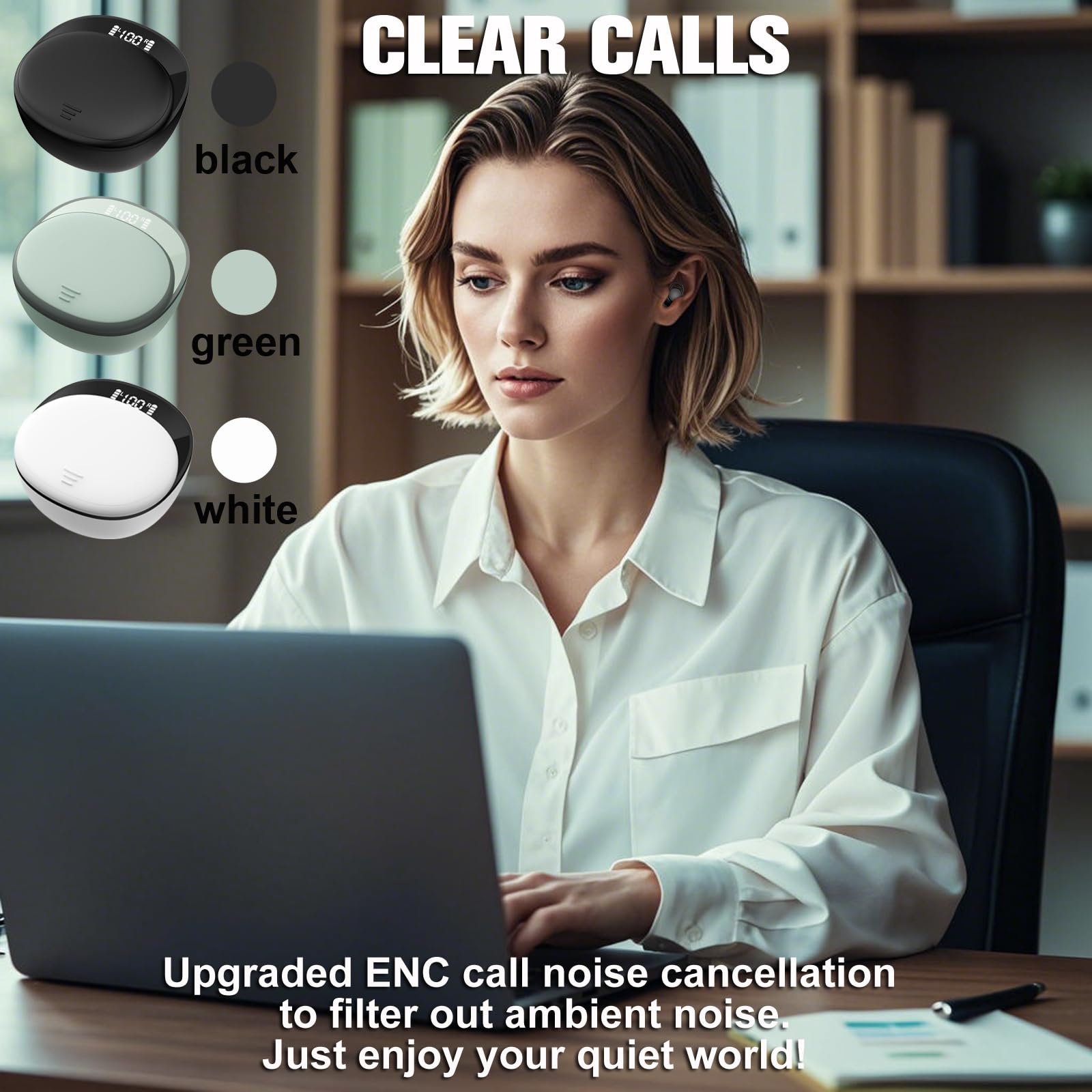 Small Invisible Sleep Earbuds for Small Ear Canals - Bluetooth Wireless Noise Cancelling Headphones for Sleeping, TWS Earphones Compatible with iPhone & Android - Perfect for Side Sleepers, Travel & Relaxation