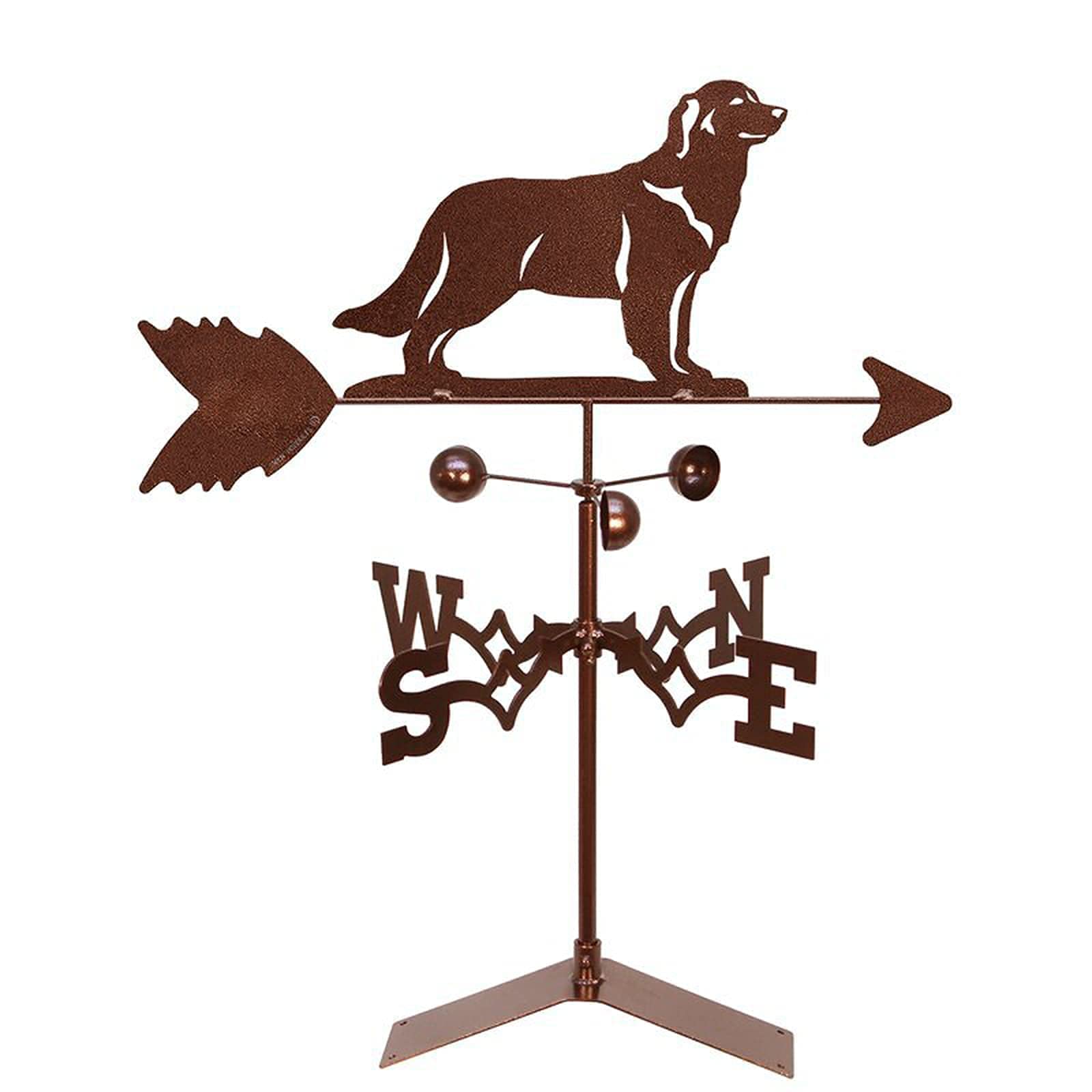 Golden Retriever Weather Vane - Durable Farmhouse Wind Direction Indicator with Animal Ornament, Rustic Courtyard & Garden Stake Decoration for Outdoor Farm, Yard, and Patio Use