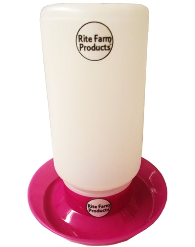 Rite Farm Products 1 Quart Pink Plastic Chick Waterer for Baby Chicks - Ideal for Poultry, Ducklings, and Small Birds - Perfect for Backyard Coops and Farm Use