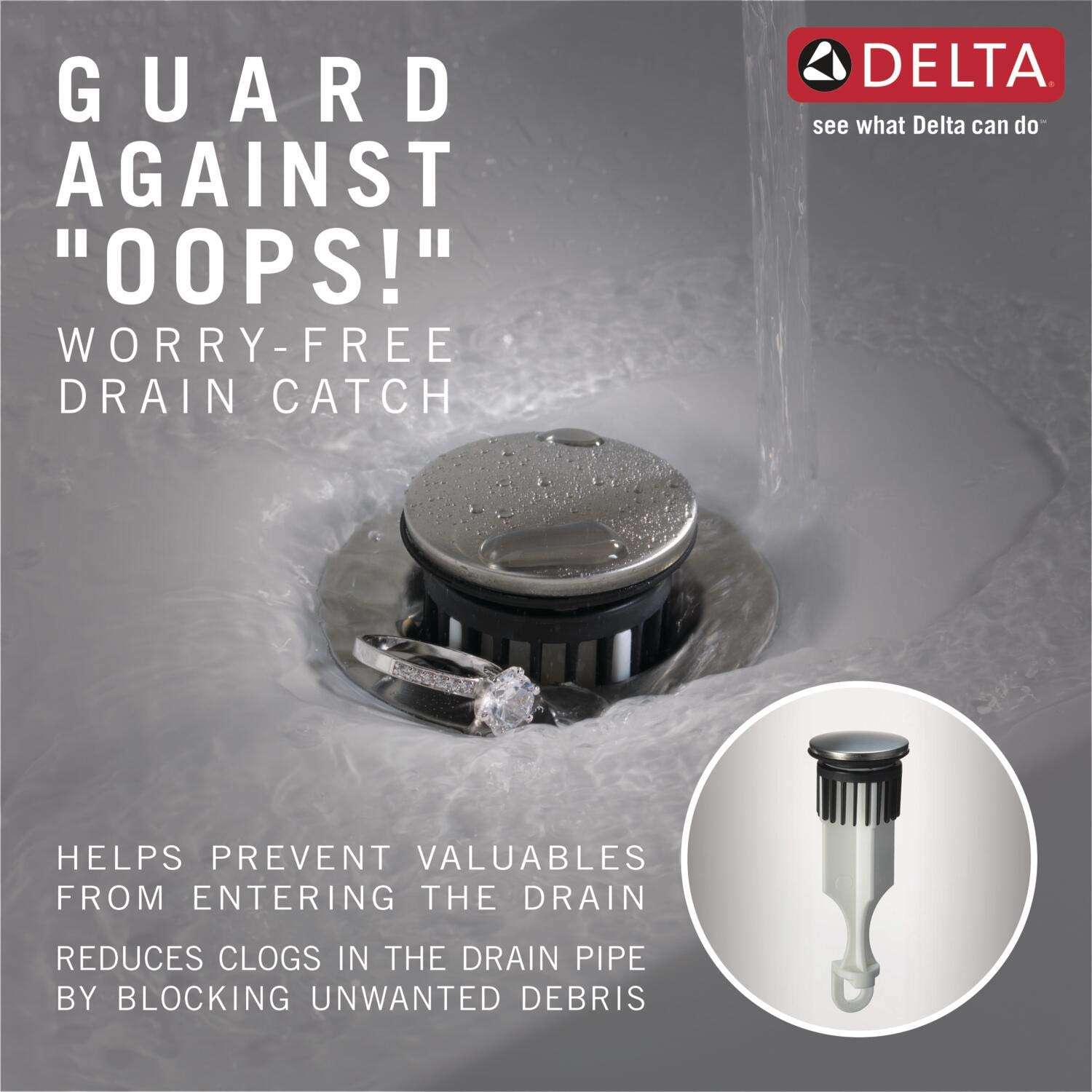 Delta Vesna Single Handle Bathroom Faucet Chrome - Single Hole Bathroom Sink Faucet with Drain Assembly & Worry-Free Drain Catch (Model 15789LF) - Perfect for Modern Bathrooms, Small Spaces & Vanity Sinks