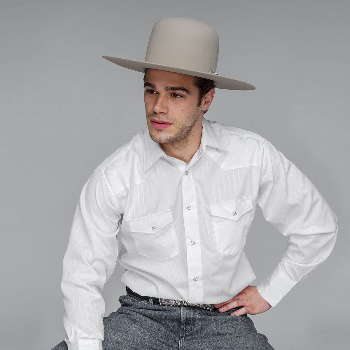 Bailey Western Pro 5X Open Crown Cowboy Hat for Men - Genuine Fur Felt Western Hat with 4
