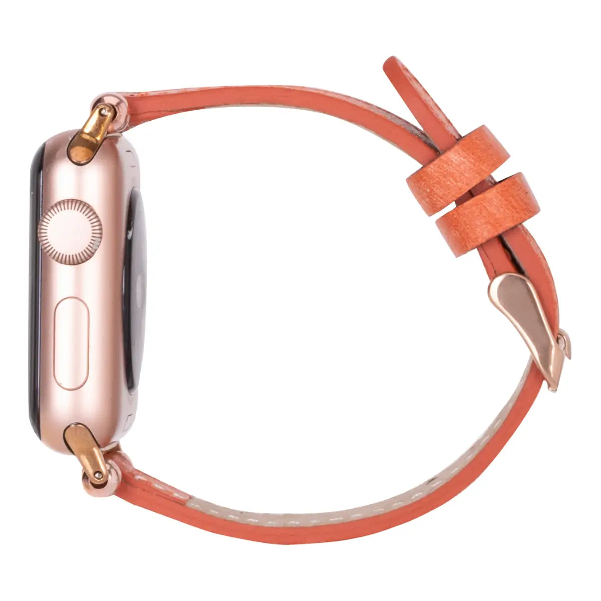 Vintage Orange Leather Ultra Slim Apple Watch Band - Stylish & Durable Replacement Strap for Workouts, Office & Everyday Wear