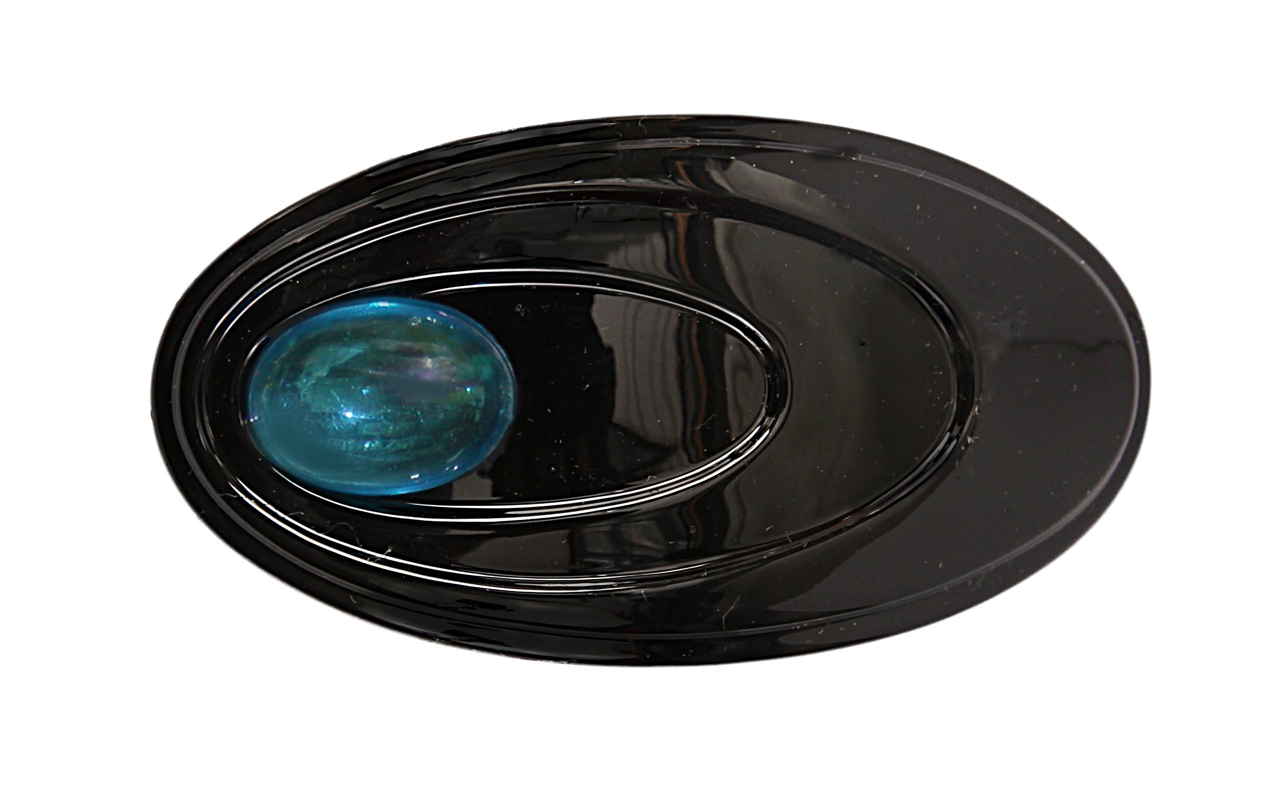 Elegant Oval Hand-Decorated Automatic Barrette with Aqua Stone - Perfect for Weddings, Parties & Everyday Hair Accessories