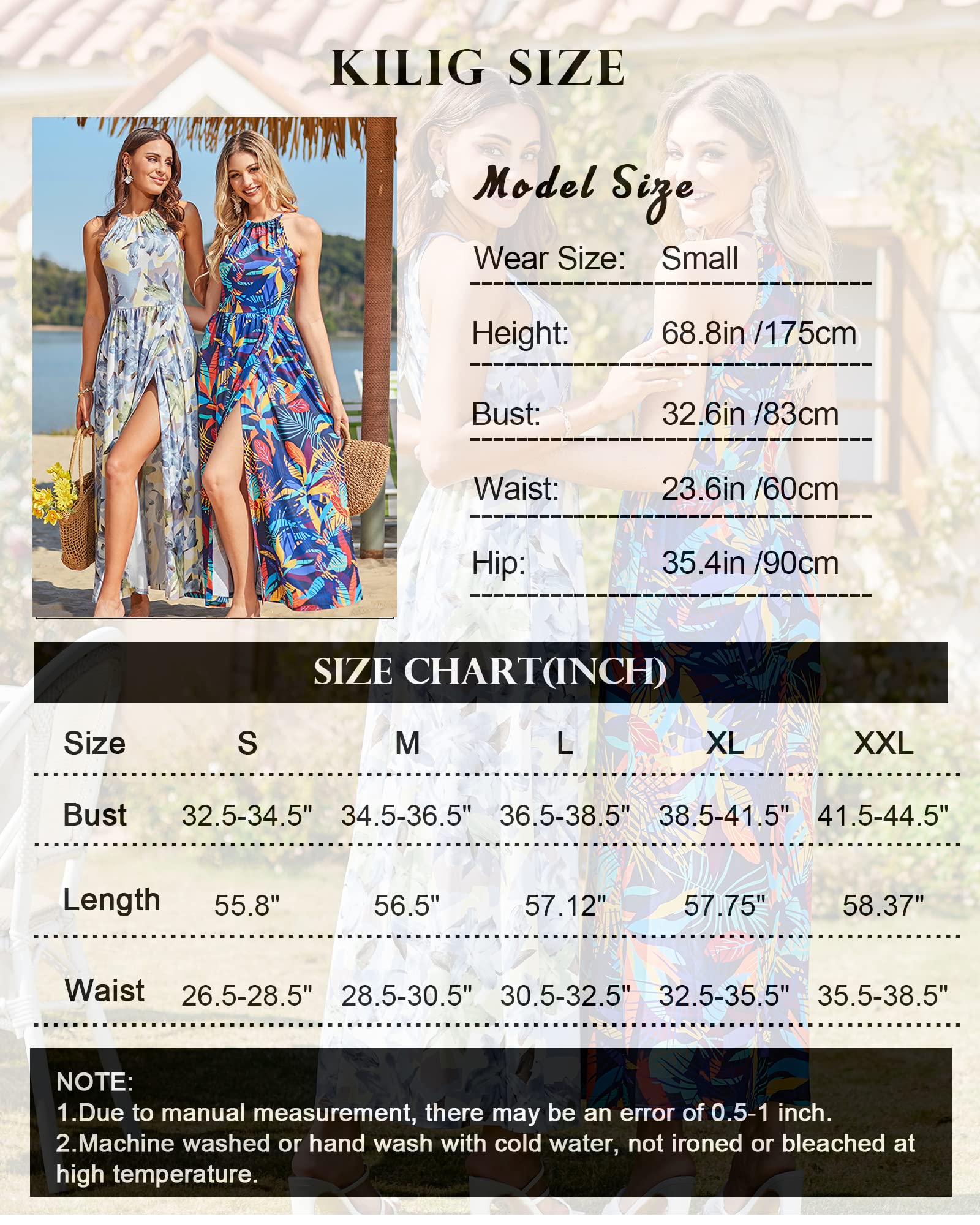 KILIG Women's Summer Maxi Dress 2025 - Casual Sleeveless Floral Sundress with Side Slit, Flowy Long Beach Dress for Vacation, Pool Party & Outdoor Date Night