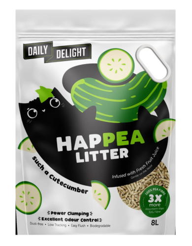 HAPPEA Cat Litter - 8L Cucumber Scented Clumping Cat Litter for Odor Control | Daily Delight Such a Cutecumber | Perfect for Multi-Cat Homes & Small Apartments