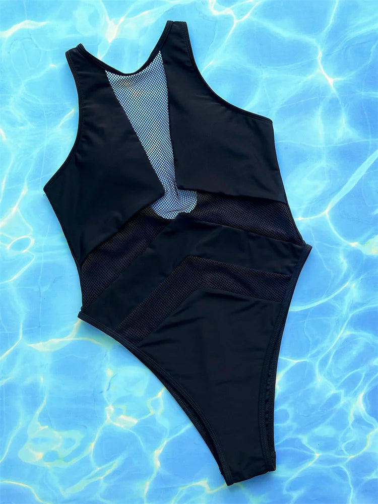 Sexy Black Mesh One Piece Swimsuit for Women - 2025 Hollow Out Backless Monokini Bathing Suit | Beach Vacation, Pool Party & Summer Swimwear