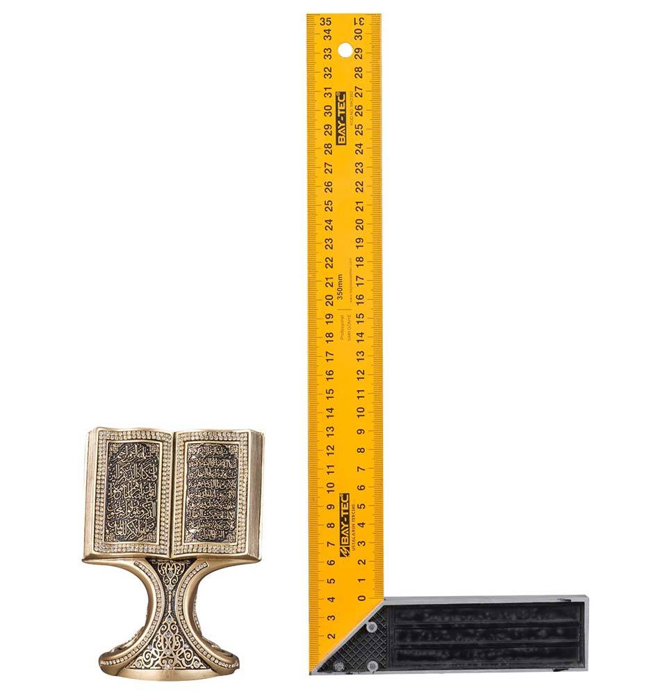 Islamic Table Decor - Gold Quran Open Book with Ayatul Kursi & Nazar Dua - 181 2S Mini Size | Perfect for Home Decoration, Ramadan Gift & Muslim Prayer Space