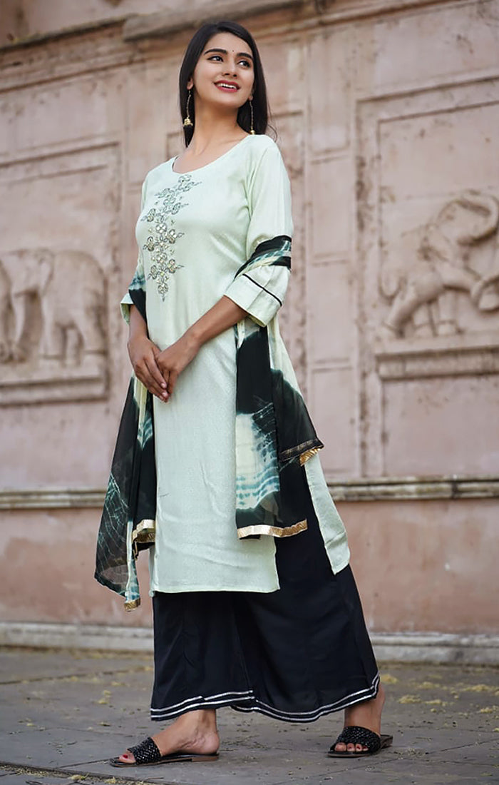 Stylish Green Indian Ethnic Suit for Women | Traditional Designer Kurta Set | Comfortable Casual Wear | Perfect for Festivals, Weddings & Cultural Events (K649)