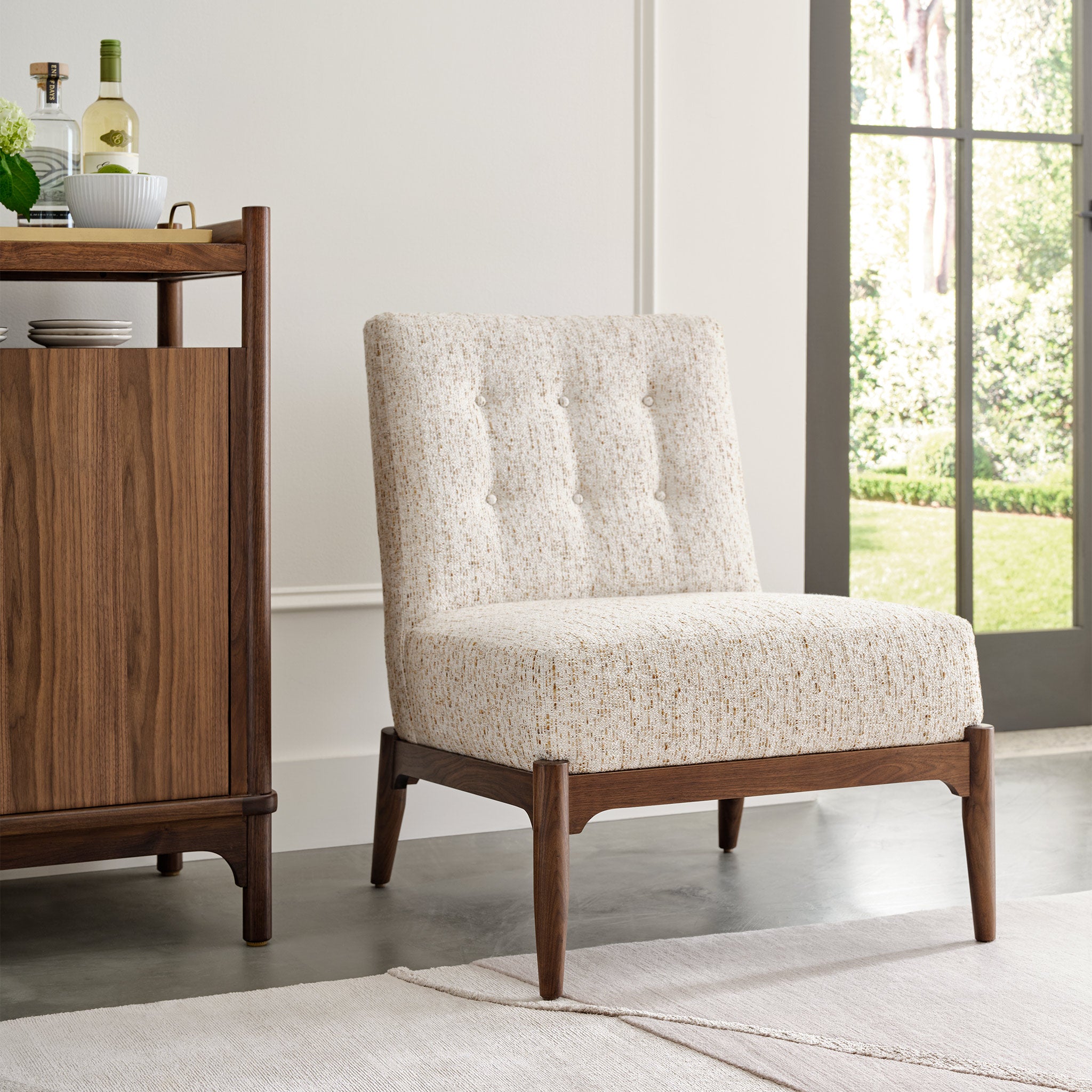 Walnut Grove Slipper Chair - Comfortable Upholstered Accent Chair for Living Room, Bedroom & Office - Perfect for Reading Nook, Lounge Area or Guest Seating