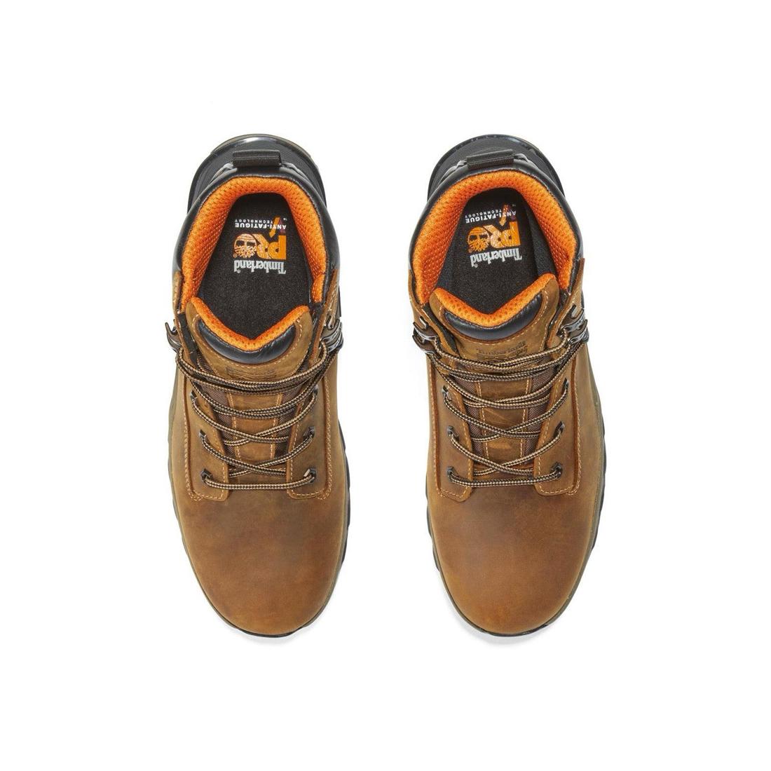 Hypercharge 6 Inch Soft Toe Waterproof Work Boots for Men - Brown Leather Safety Shoes for Construction, Hiking & Outdoor Activities