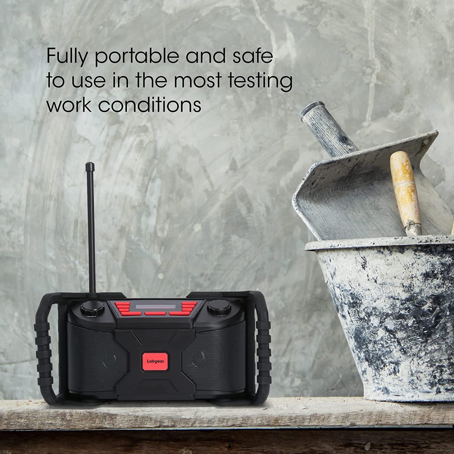 Labgear Rugged Water-Resistant Bluetooth Speaker with DAB/DAB+ & FM Radio | Portable Digital Radio with Stereo Sound, Large LED Display & USB Charging | Perfect for Construction Sites, Camping & Outdoor Adventures