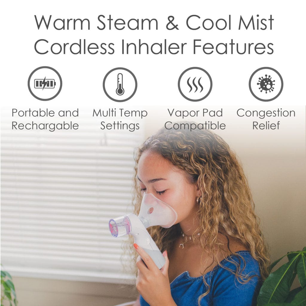 Crane Cordless Warm & Cool Mist Inhaler for Adults & Kids - Portable Humidifier for Home, Office, and Travel - Relieves Dry Air, Congestion & Allergies