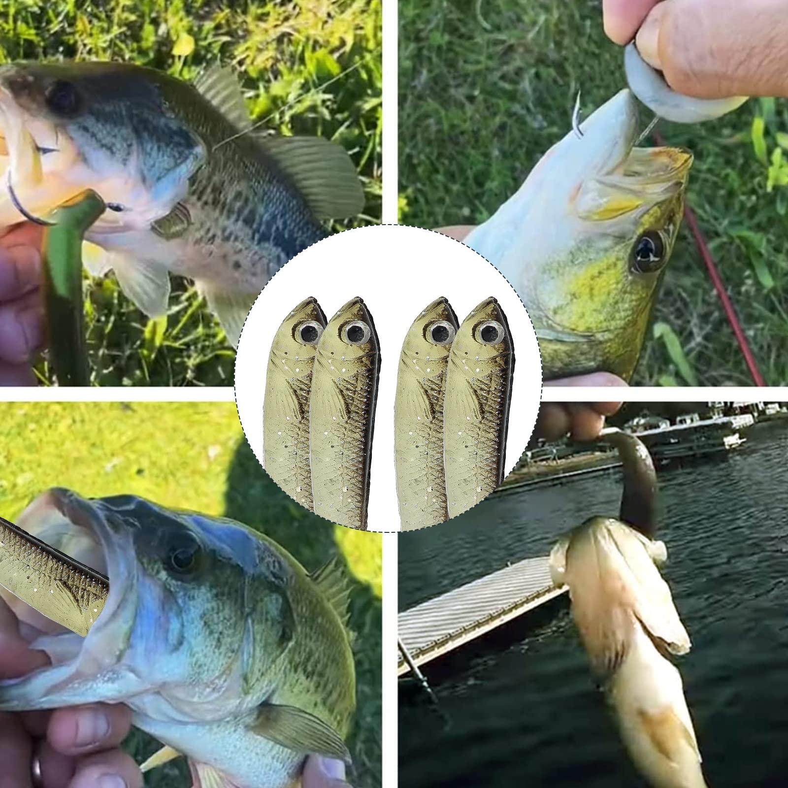 Soft Bionic Fishing Lures - 10PCS Slow Sinking Swimbaits for Bass, Trout, Walleye & Pike | Saltwater & Freshwater Bait | Perfect for Kayak Fishing, Ice Fishing & Shore Casting