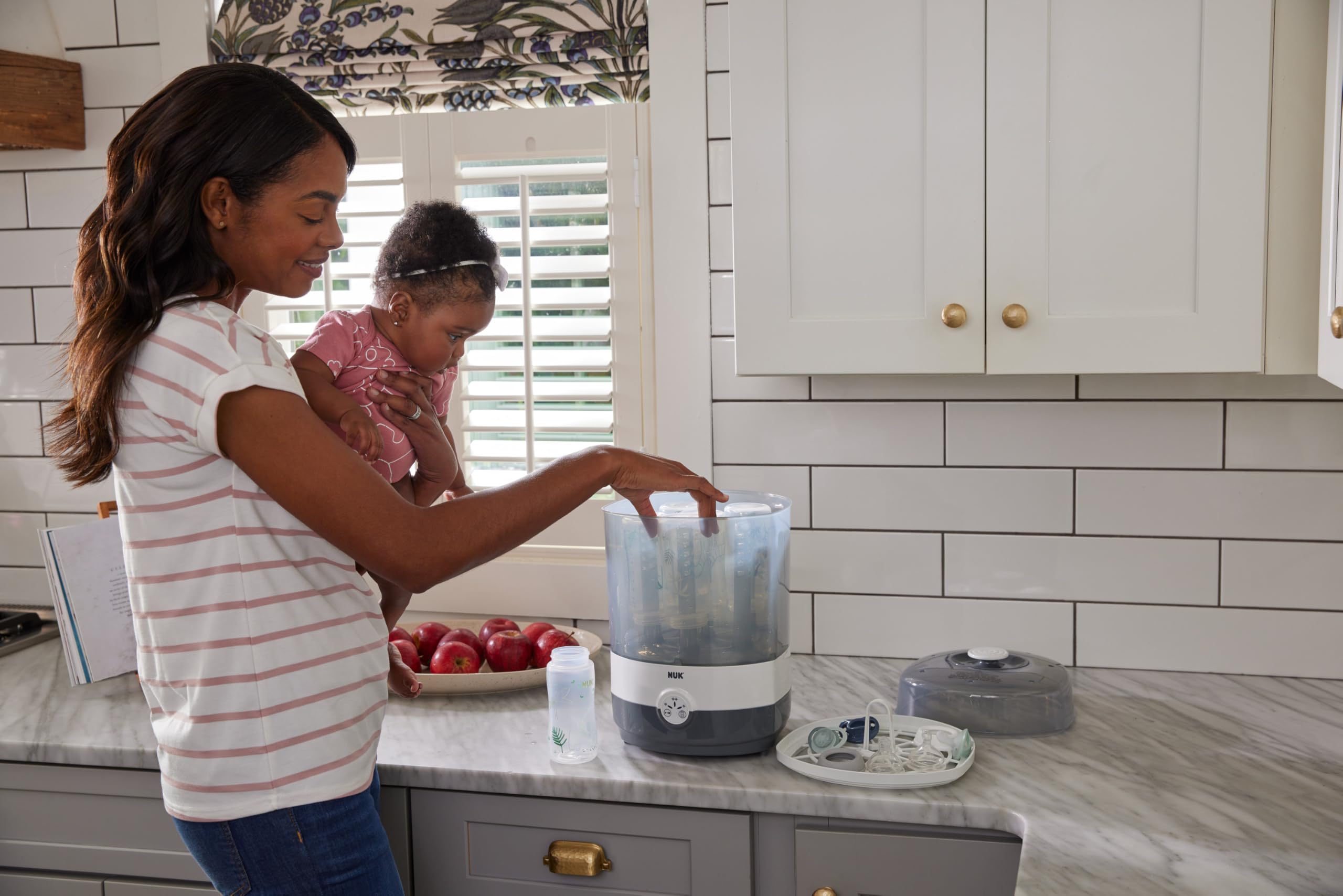 NUK 2-in-1 Baby Bottle Sterilizer and Dryer | Electric Steam Sterilization for Newborn Essentials | Fast, Safe & Convenient | Perfect for Home, Nursery and Travel Use