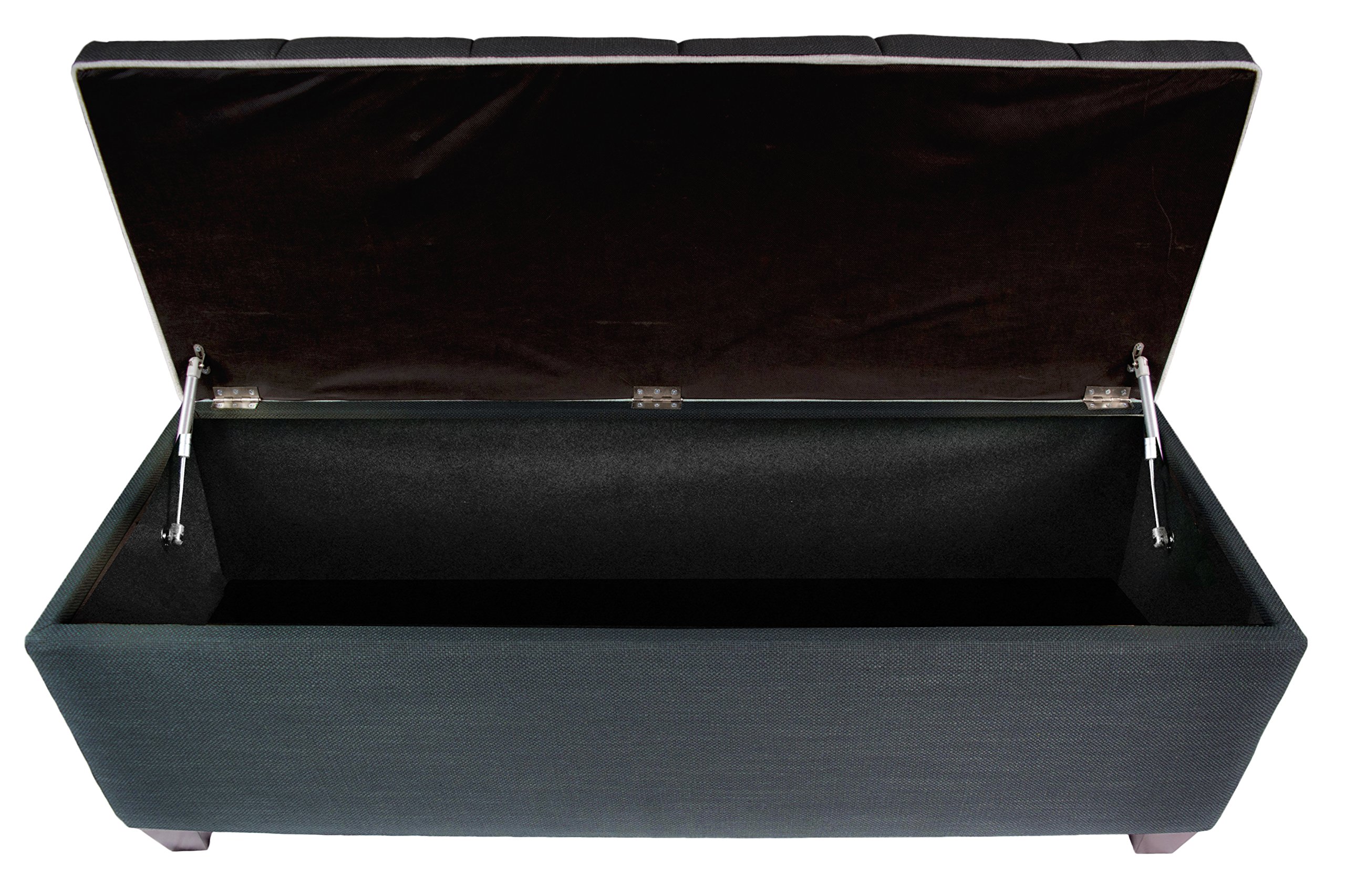 MJL Furniture Designs Loft Upholstered Storage Bench with Cushion - Charcoal & Magnolia Fabric - Modern Entryway, Bedroom, Living Room Seating & Storage Solution