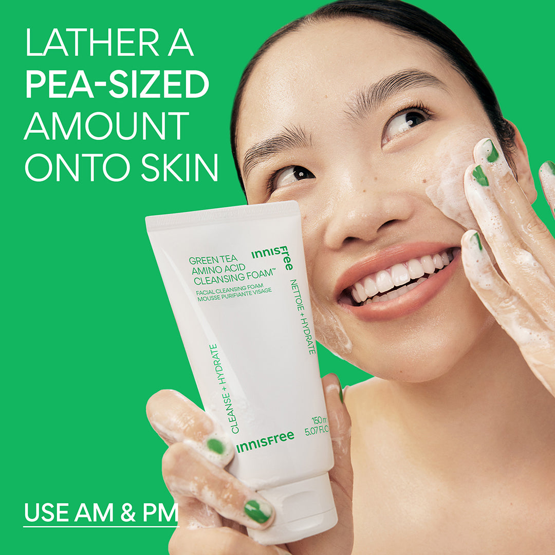 Best Green Tea Amino Acid Cleansing Foam - Gentle Face Wash for Acne & Oily Skin - Natural Antioxidant Facial Cleanser for Daily Skincare Routine