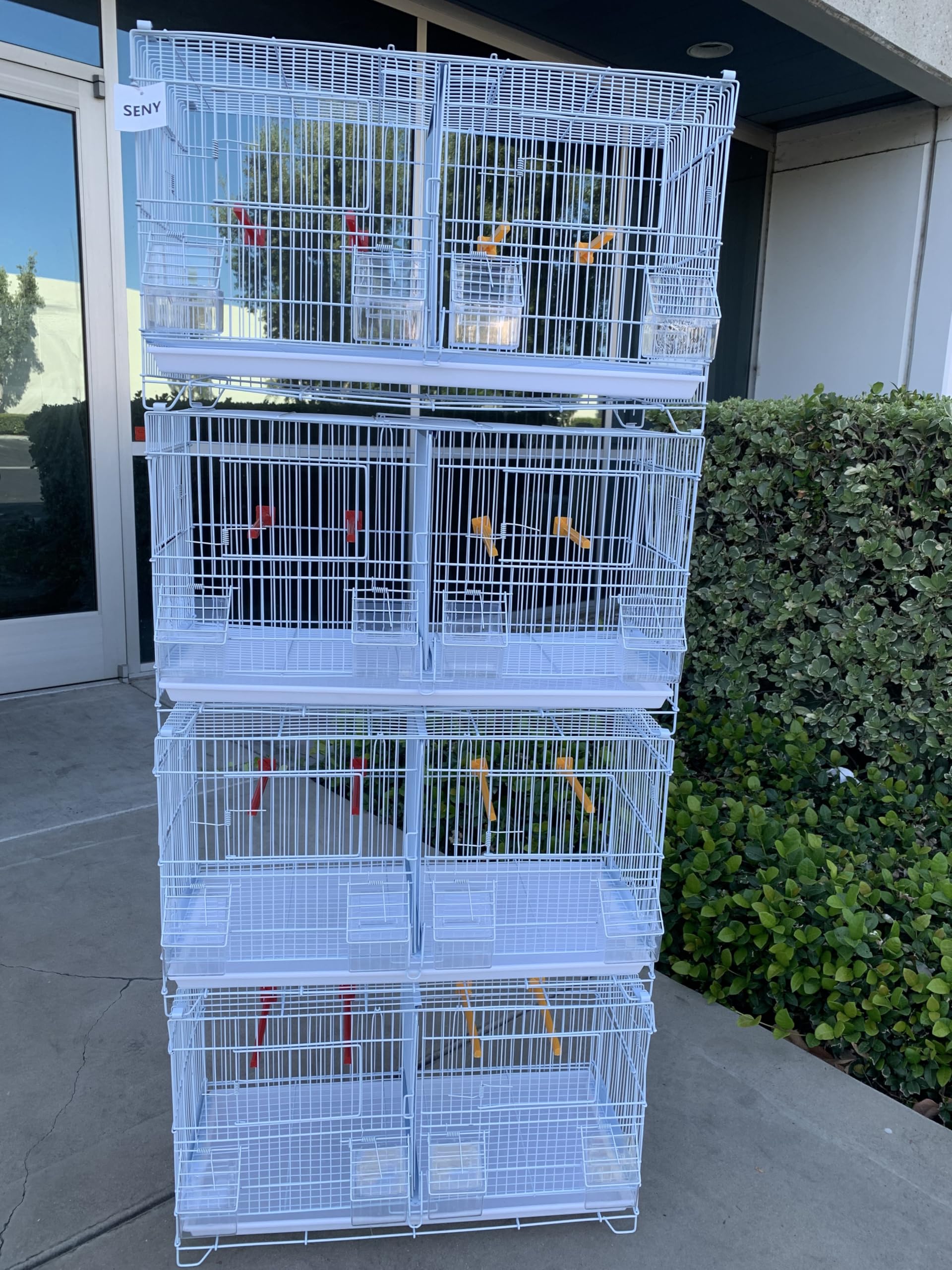 Seny 4-Piece Stackable Breeding Bird Cage Set for Canaries, Finches & Small Birds - White | Perfect for Home Aviary, Pet Store Display & Backyard Bird Breeding