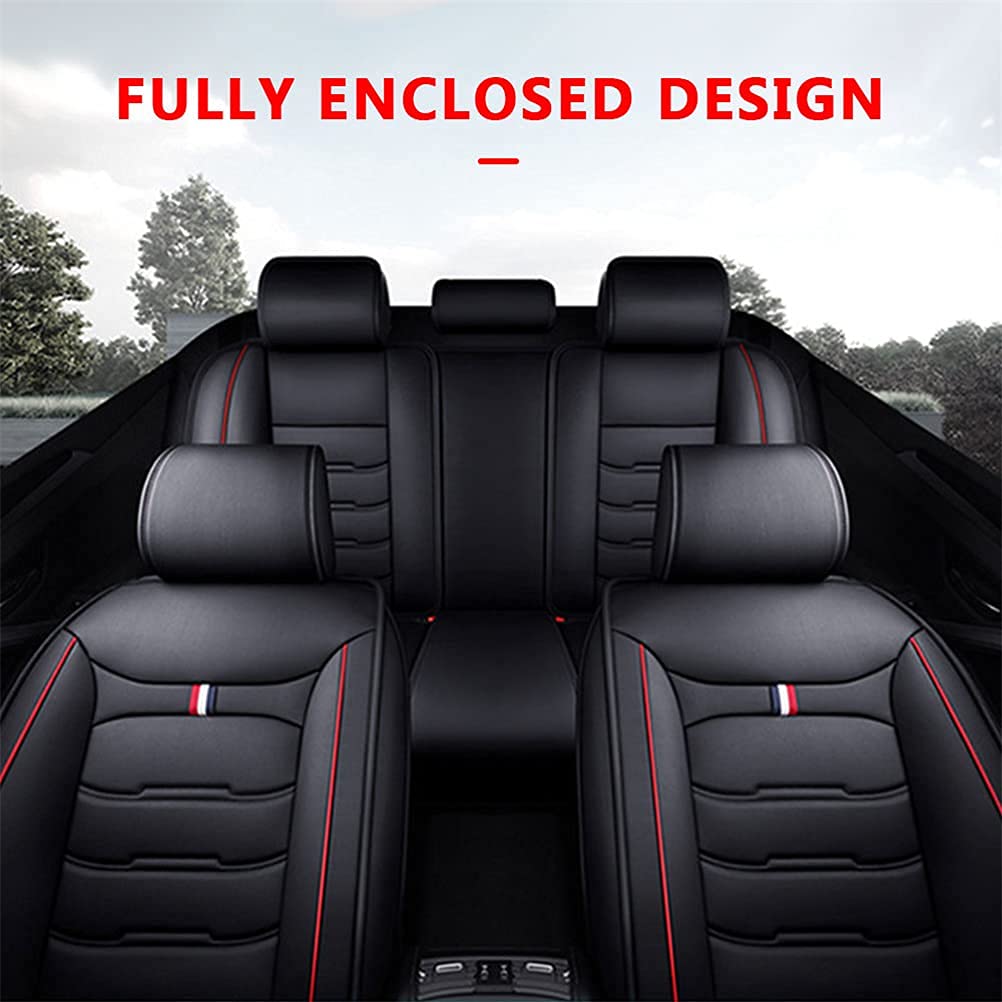 Premium Front & Rear Seat Covers for Dodge Charger RT/SE/SRT (2006-2019) - Luxury PU Leather Car Seat Protectors - Black & Red Design - Comfortable & Durable - Perfect for Daily Commute & Road Trips