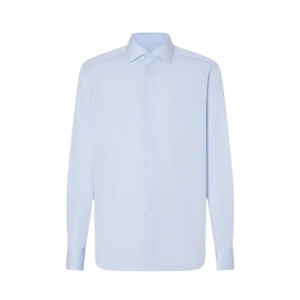 Premium CORNELIANI Wrinkle-Free Twill Dress Shirt in Sky Blue - Perfect for Business Meetings & Formal Occasions