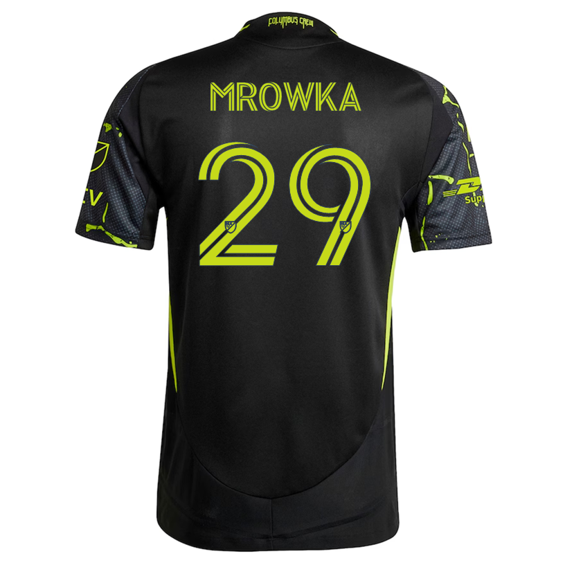 Adidas Cole Mrowka Columbus Crew Authentic Away Jersey with MLS Patches 2025-2026 Season - Black & Yellow Soccer Shirt for Fans & Match Days