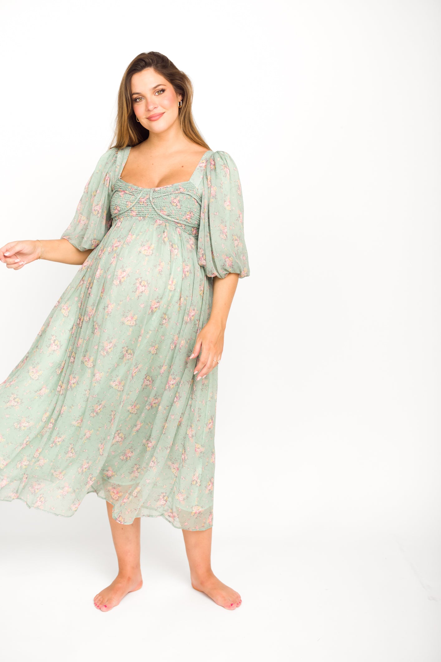 Turquoise Floral Harlow Maxi Dress - Bump Friendly Maternity & Inclusive Sizing (S-3XL) for Women | Perfect for Beach Vacations, Summer Weddings & Casual Outings