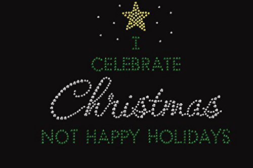 Christmas Rhinestone Iron-On T-Shirt Design - Festive Holiday Apparel for Christmas Parties & Family Gatherings