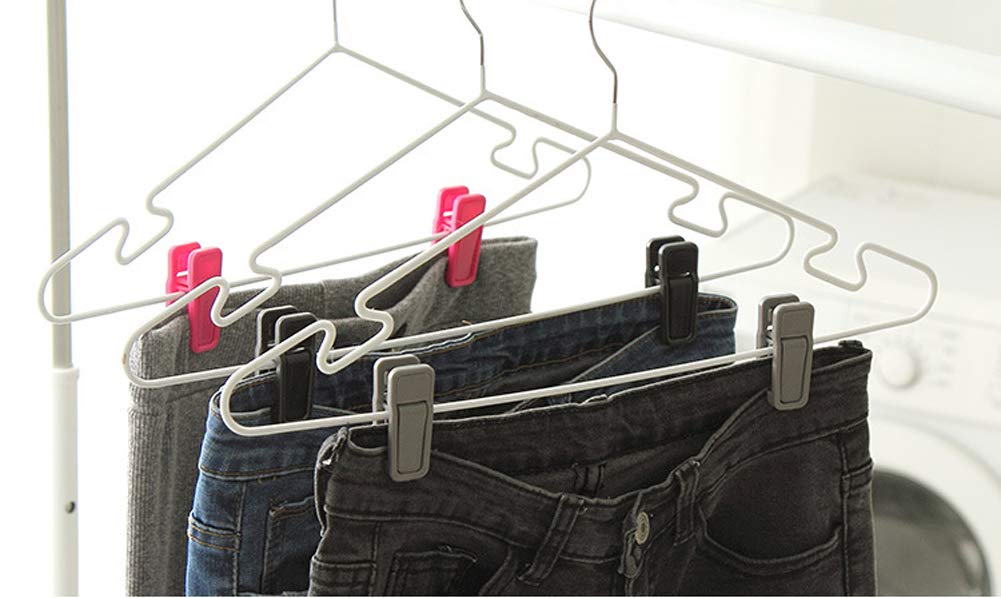 12 Pack Plastic Finger Clips for Pants & Clothes - Grey Slim-Line Hanger Accessories | Space-Saving Closet Organization for Dresses, Skirts & Delicate Garments