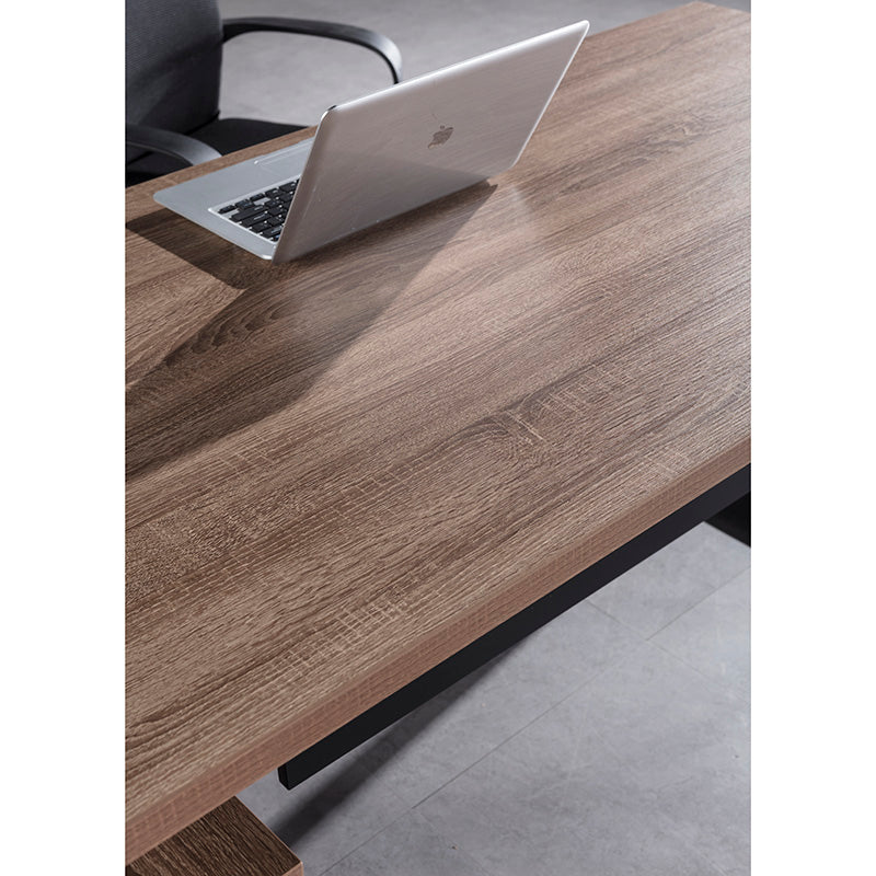 ADRIANO Executive Office Desk with Right Return - 160cm & 180cm Light Brown Wooden L-Shaped Desk for Home Office & Workspace