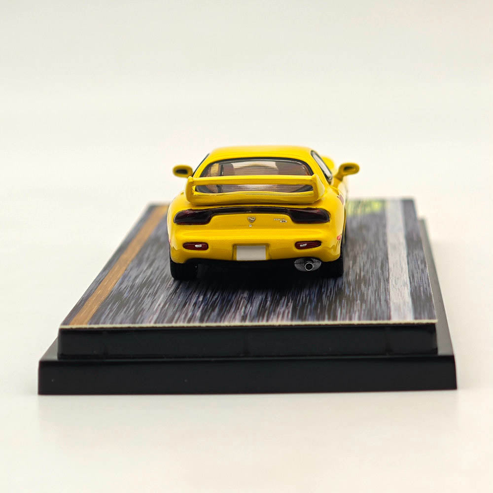 1/64 Scale Mazda RX-7 FD3S RedSuns Initial D Diecast Model Car with Open Headlights - HJ645007DB Collectible for Anime Fans & Car Enthusiasts - Perfect for Display, Gifts, and Racing Collections