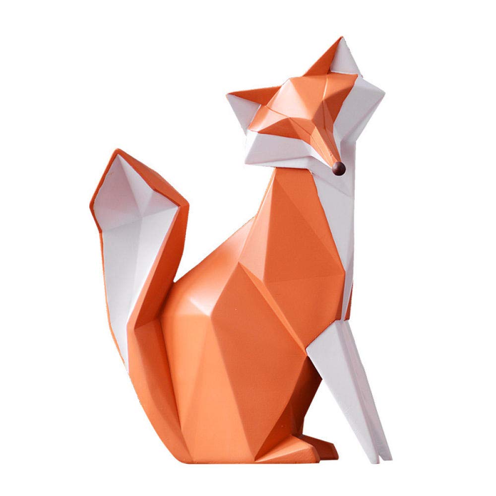 Modern Nordic Abstract Geometric Fox Statue - Large Resin Animal Sculpture for Office & Home Decor | Desktop Ornament, Gift Idea for Animal Lovers