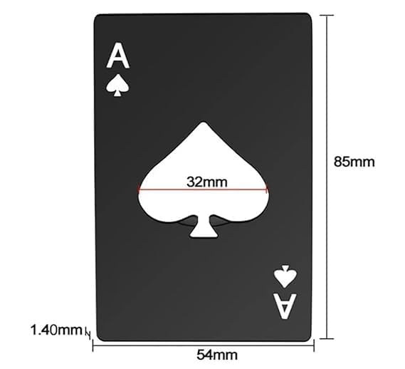 Stainless Steel Wallet Card Bottle Opener - Compact Beer Bottle Opener with Poker Card Design (Black) - Perfect for Parties, Camping, and Everyday Carry