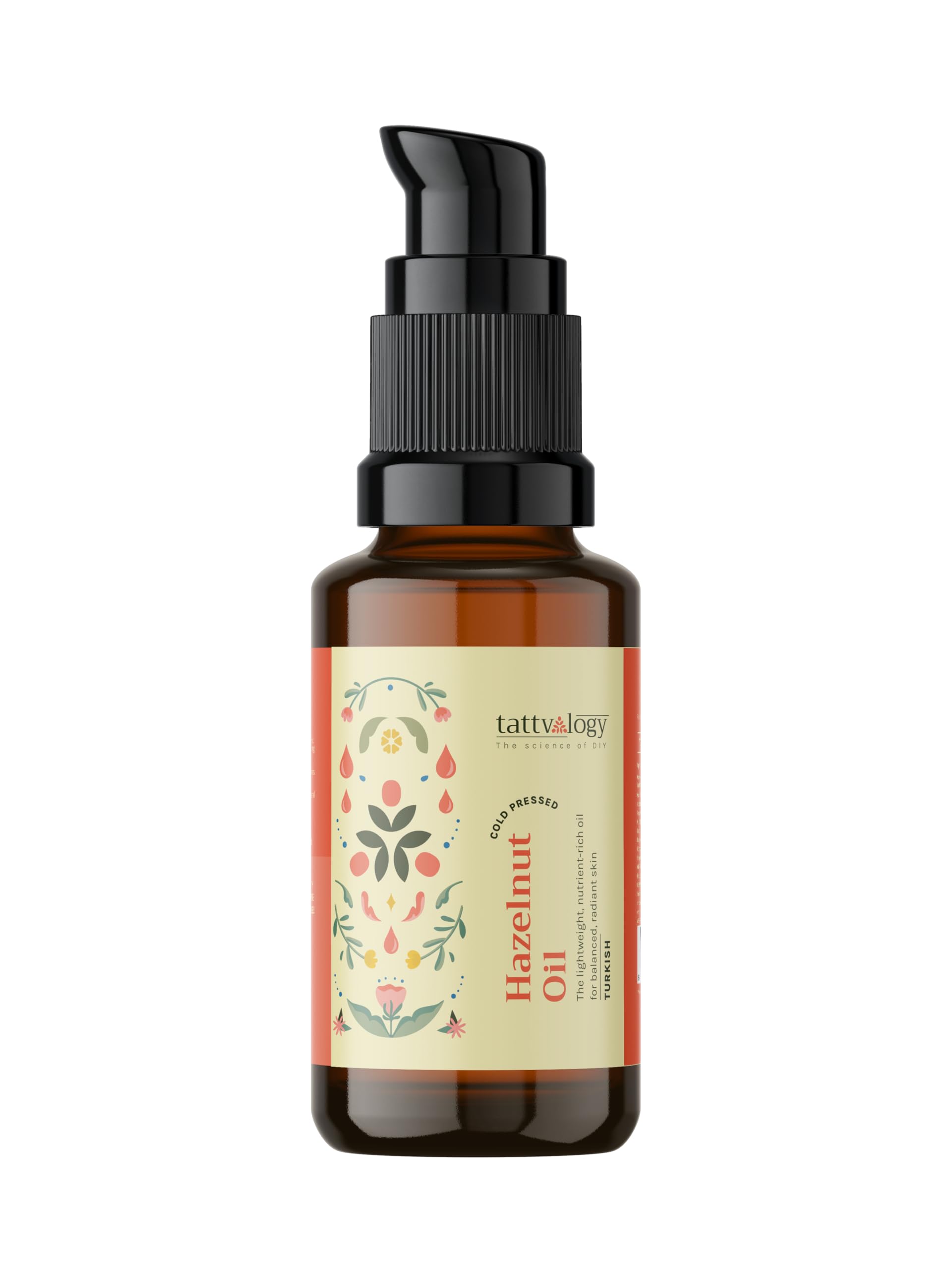 Tattvalogy Cold Pressed Hazelnut Carrier Oil - 100% Pure Natural Hair & Skin Treatment for Dry Scalp, Split Ends & Nourishment | Rich in Vitamin E & Essential Fatty Acids (15ml) | Perfect for DIY Beauty Recipes, Massage & Aromatherapy
