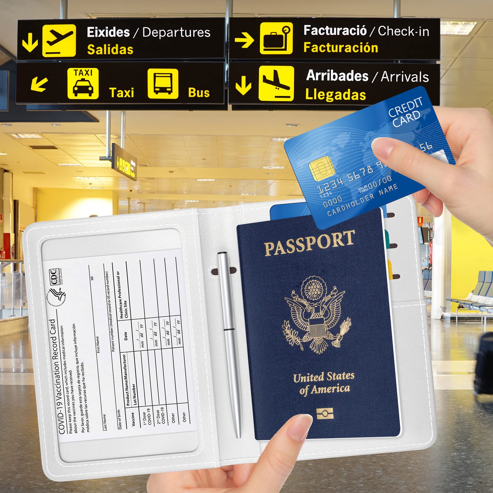 Premium RFID Blocking Passport Holder for Travel - Leather Passport Wallet Cover with Multiple Card Slots for Men & Women - Ideal for Airports, Beaches & International Trips