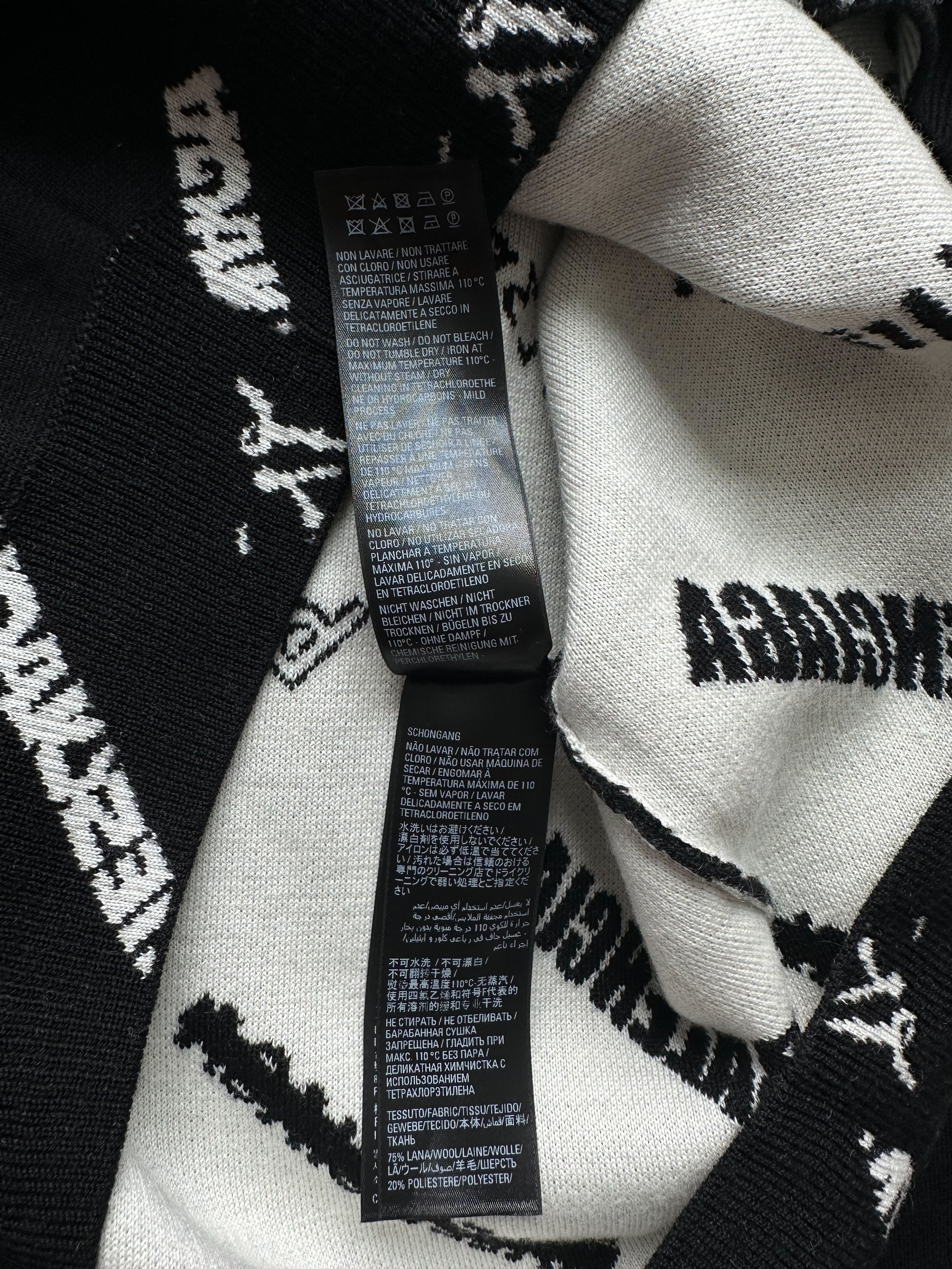 Balenciaga Black & White Logomania All Over Knit Sweater for Men & Women | Luxury Designer Pullover | Perfect for Casual Wear, Street Style & Winter Fashion