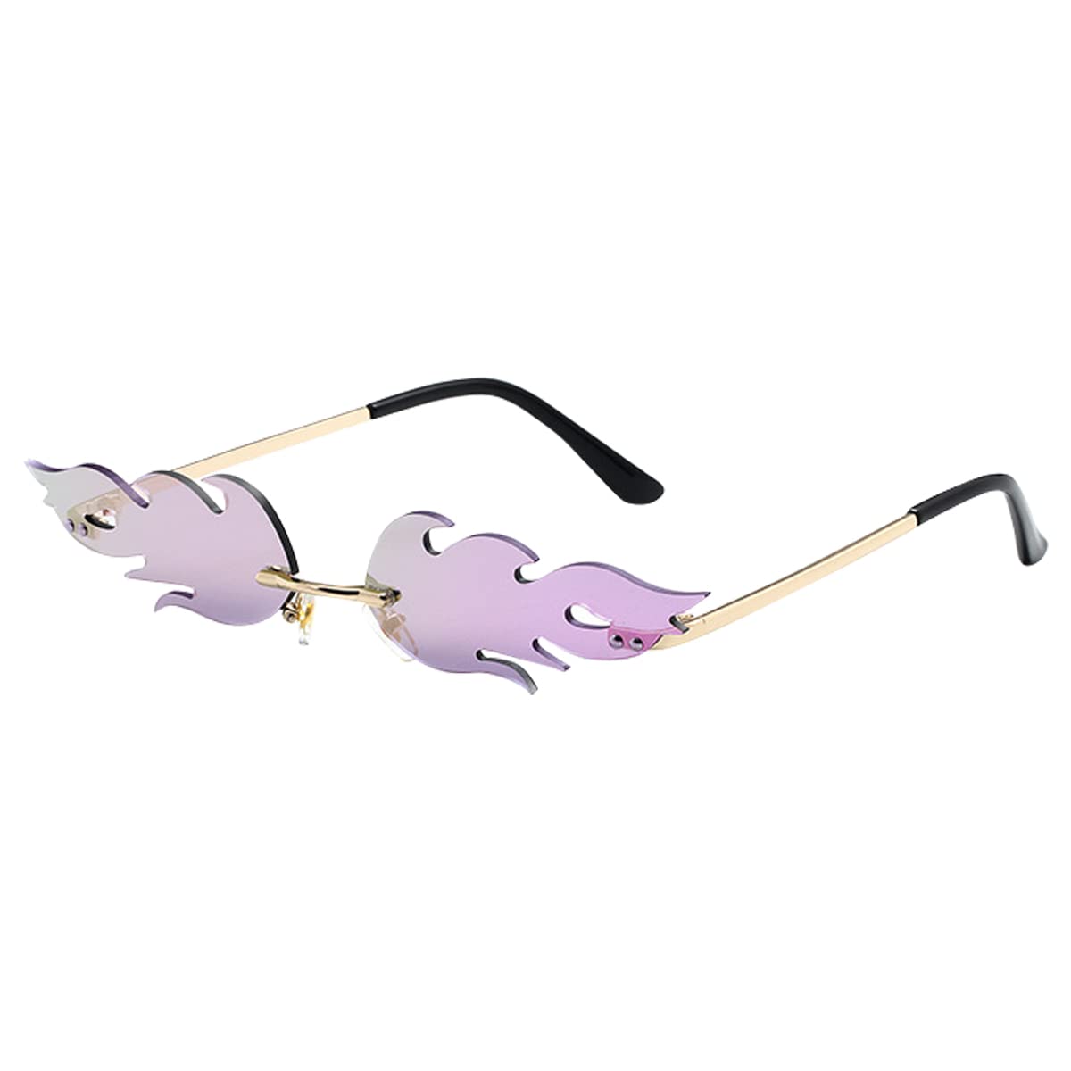 Bat Shaped Sunglasses for Women - Gothic Fashion Sunglasses, Funky Novelty Rimless Eyewear for Halloween Costume, Cosplay & Party Accessories