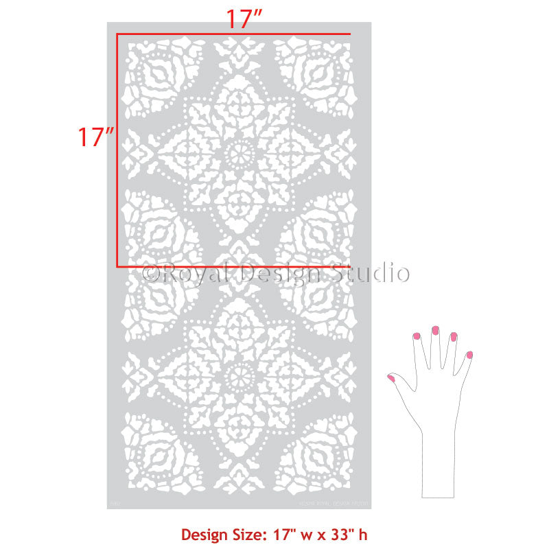 Bagru Block Print Allover Wall Stencil - Traditional Indian Handmade Design for DIY Home Decor, Wall Painting, and Creative Art Projects