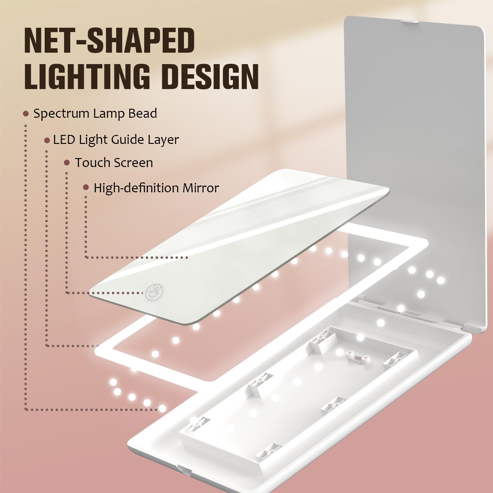 Rechargeable Travel Makeup Mirror with 72 LED Lights - 3 Color Modes, Dimmable Touch Screen & Portable Folding Design for Home, Travel, and Professional Makeup Application