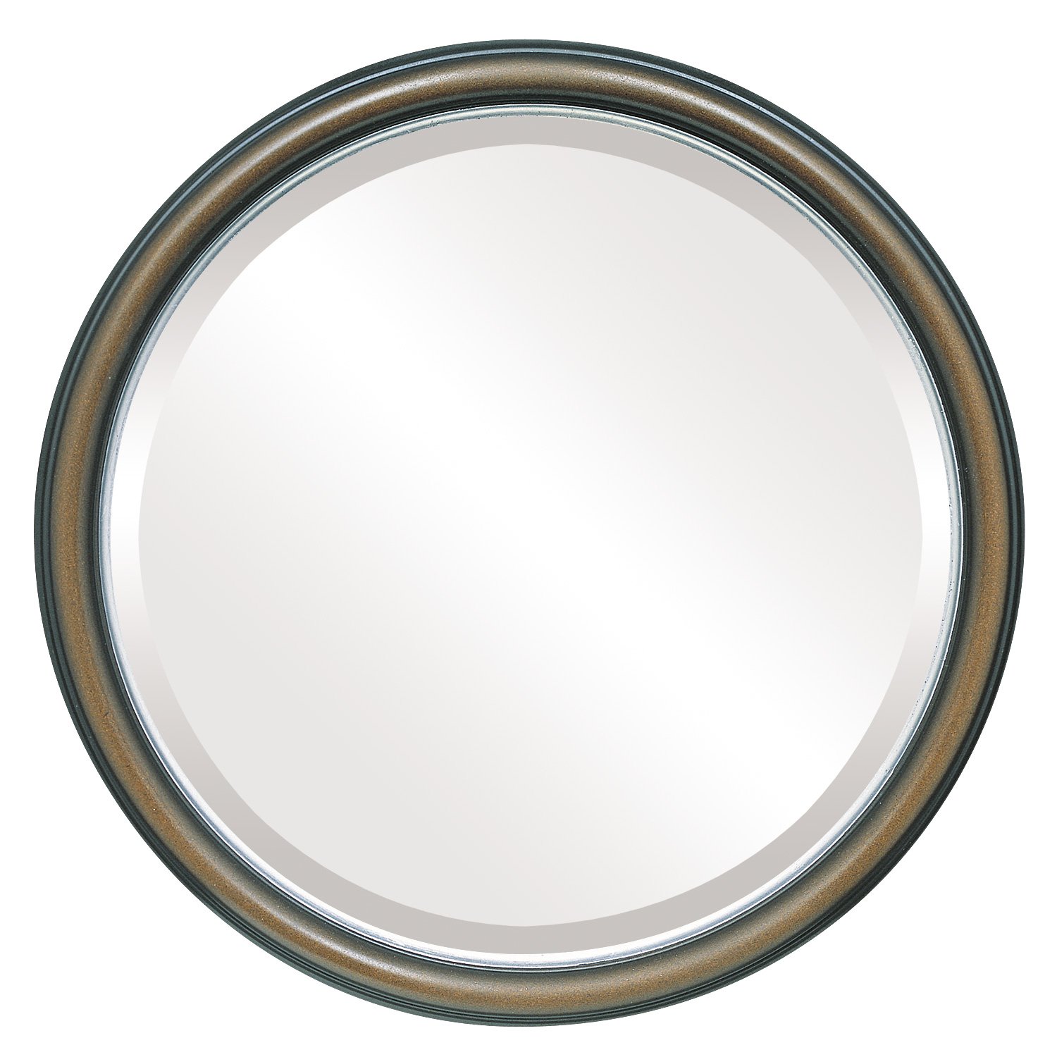 Ovalcrest Round Beveled Wall Mirror - 20x20 Inches Walnut Frame with Silver Lip - Hamilton Style Home Decor Mirror for Living Room, Bedroom & Entryway