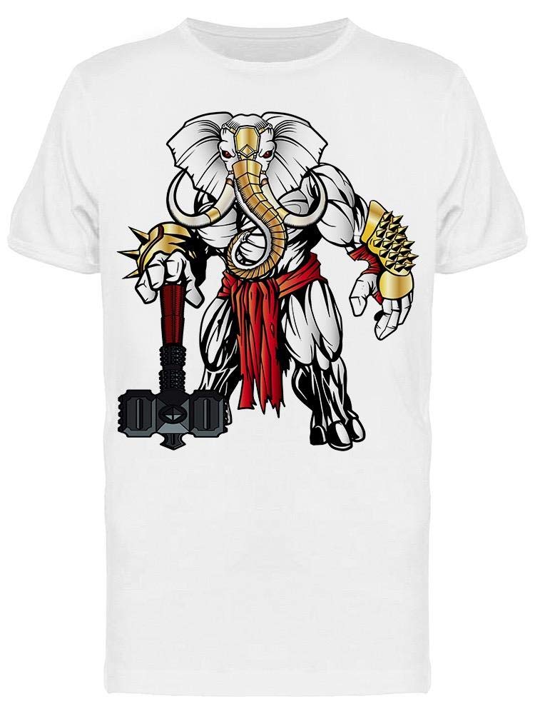 White Elephant Warrior Hammer Tee for Men - Casual Graphic T-Shirt with Unique Design - Perfect for Streetwear, Gym, and Everyday Fashion