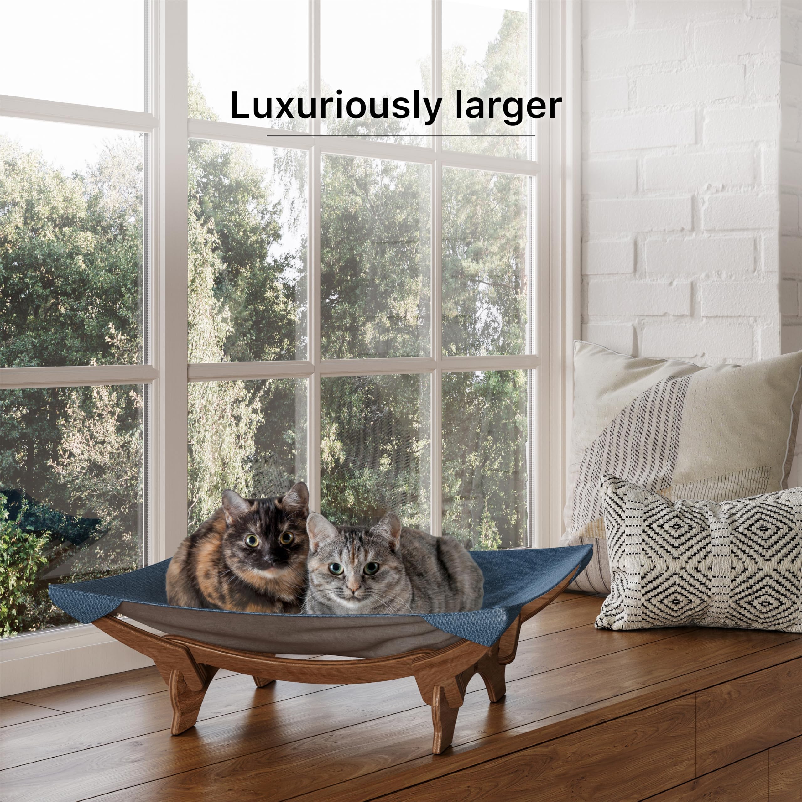 Premium Large Cat Bed Hammock - 22 x 22 Inch Elevated Pet Bed for Window Perch - Cozy Cat Cradle for Large Cats & Kittens - Easy Assembly Cat Furniture Gift - Perfect for Sunny Windows, Living Rooms & Cat Napping Spots