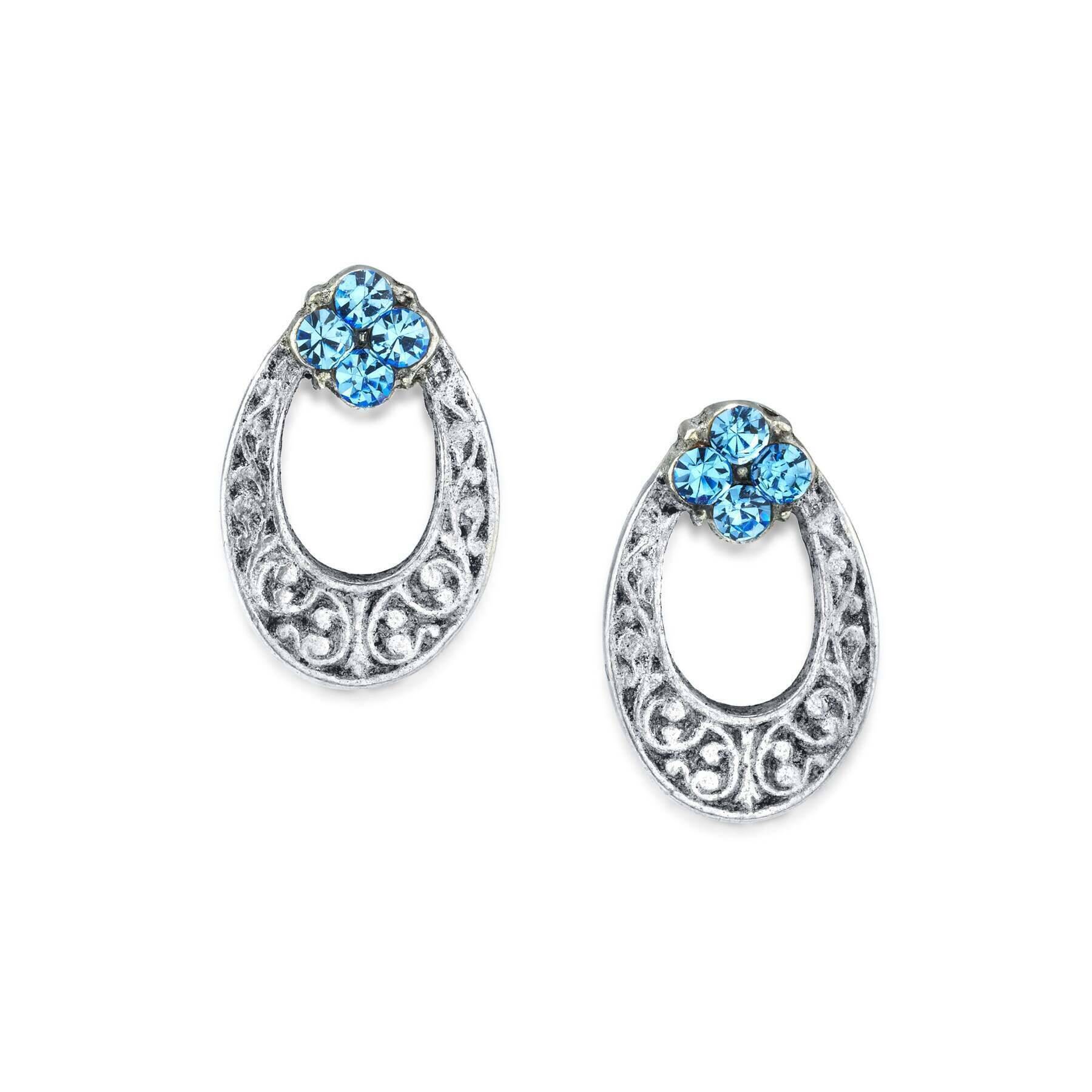 1928 Jewelry Crystal Oval Stud Earrings for Women - Elegant Cubic Zirconia Earrings for Daily Wear, Party & Wedding