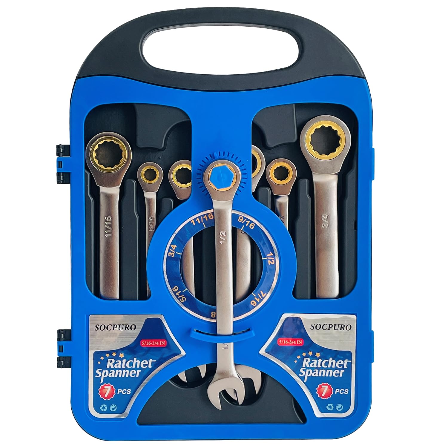 7Pcs Ratcheting Combination Wrench Set - SAE 5/16