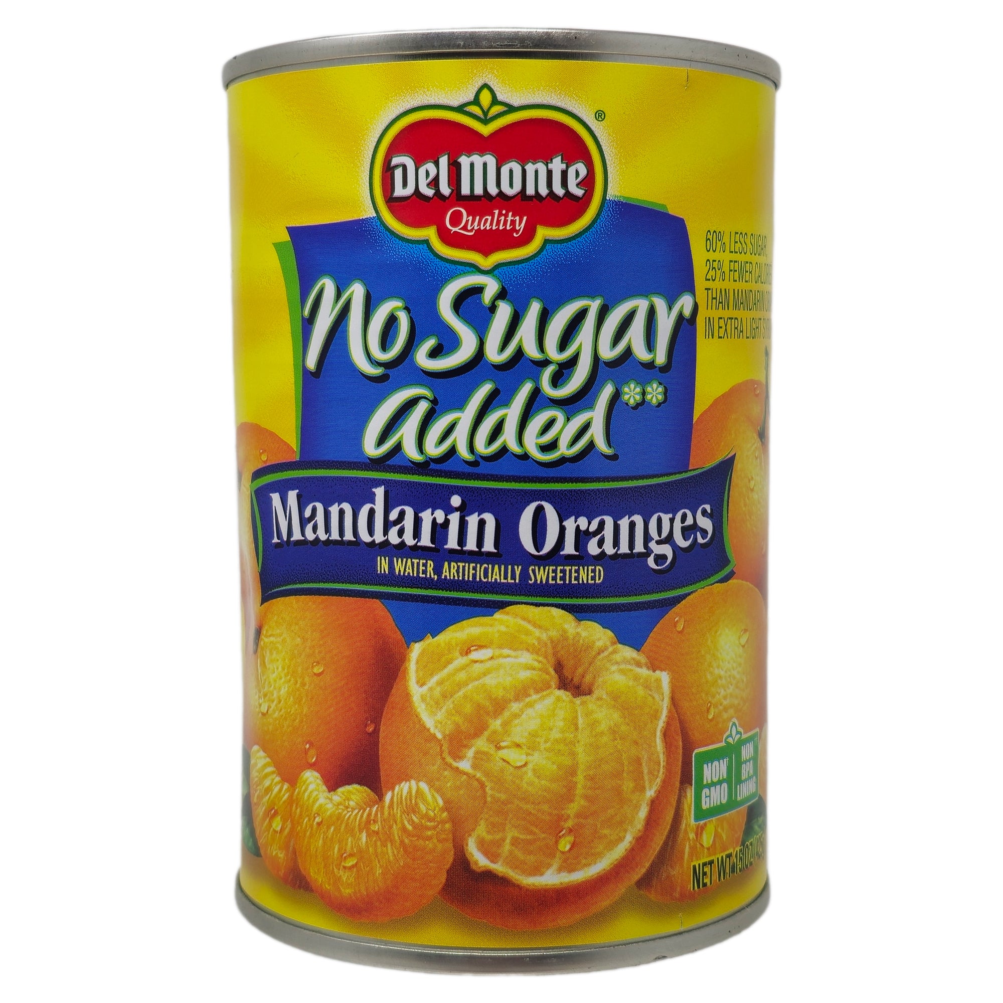 Del Monte No Sugar Added Mandarin Oranges 15oz - Canned Fruit Snacks for Kids, Healthy Dessert & Salad Topping - Perfect for Lunch Boxes, Smoothies & Baking