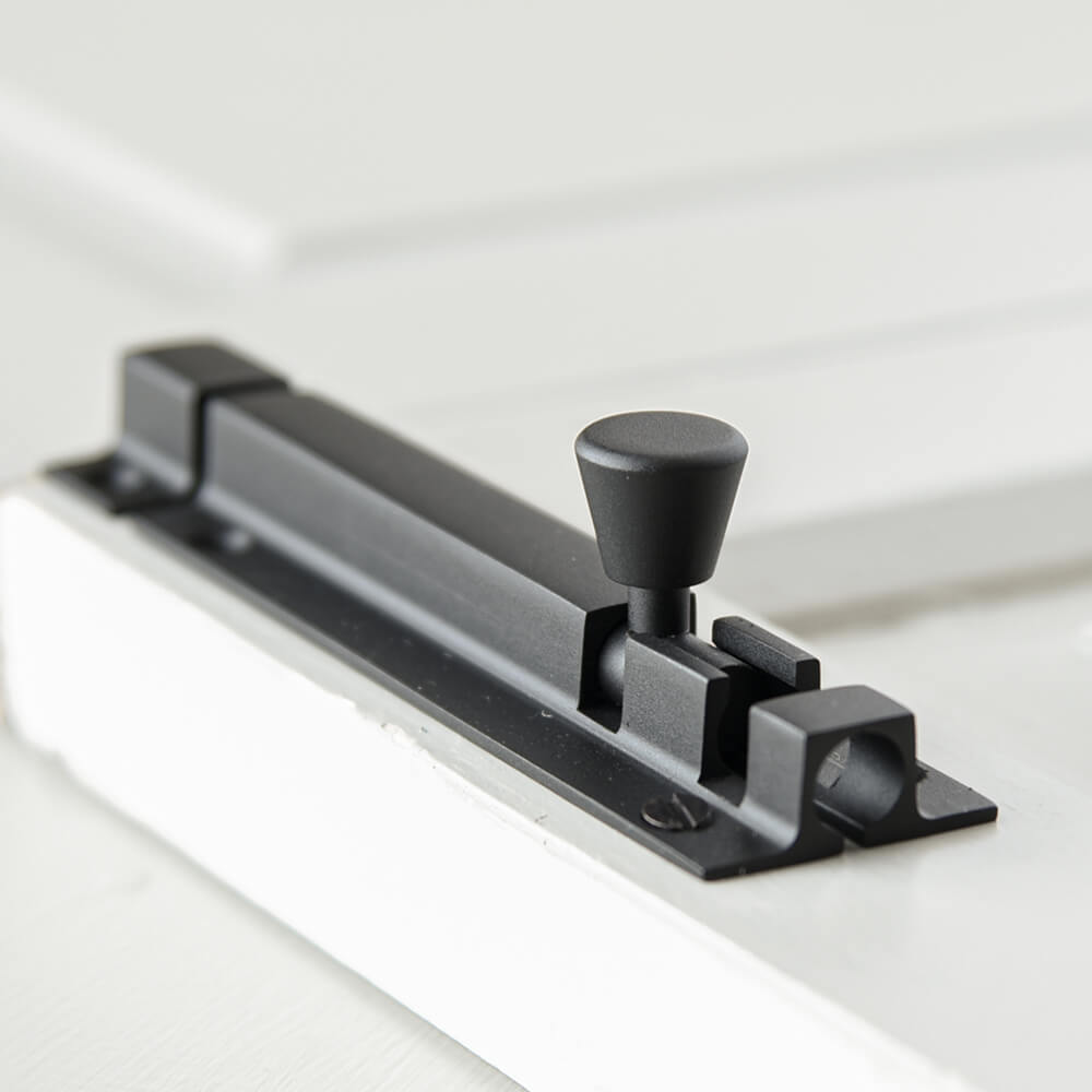 Zero Black Square Section Barrel Bolt - Heavy Duty Latch for Doors, Gates & Cabinets | Secure Locking Mechanism for Home & Commercial Use