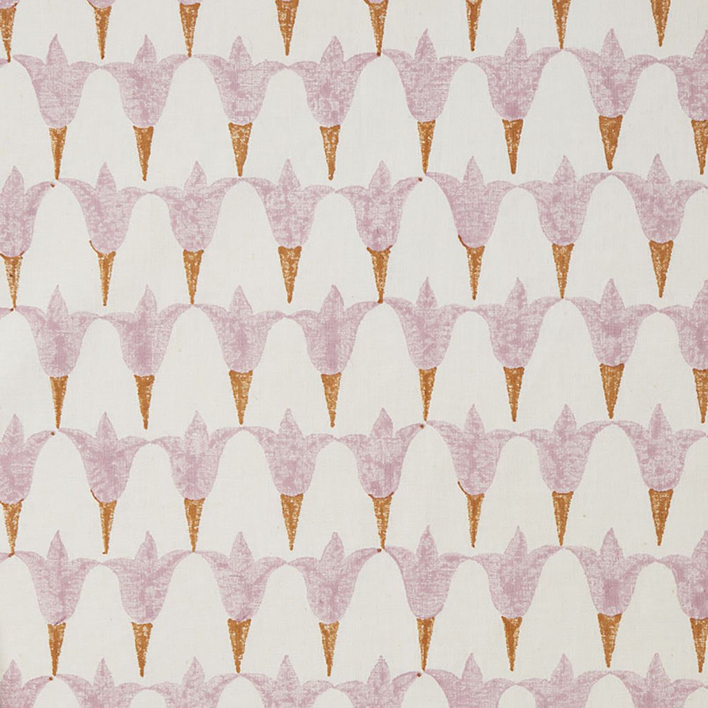 Premium Tulip Block Printed Fabric - Linen Cotton Blend in Rose & Copper - Perfect for Home Decor, DIY Crafts & Fashion Sewing Projects