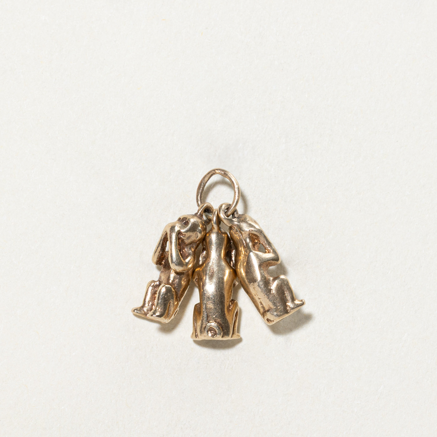 10K Yellow Gold Three Wise Monkeys Charm Pendant - Symbol of Wisdom & Good Luck - Perfect for Necklace, Bracelet & Jewelry Making - Ideal Gift for Graduation, Birthday & Spiritual Occasions