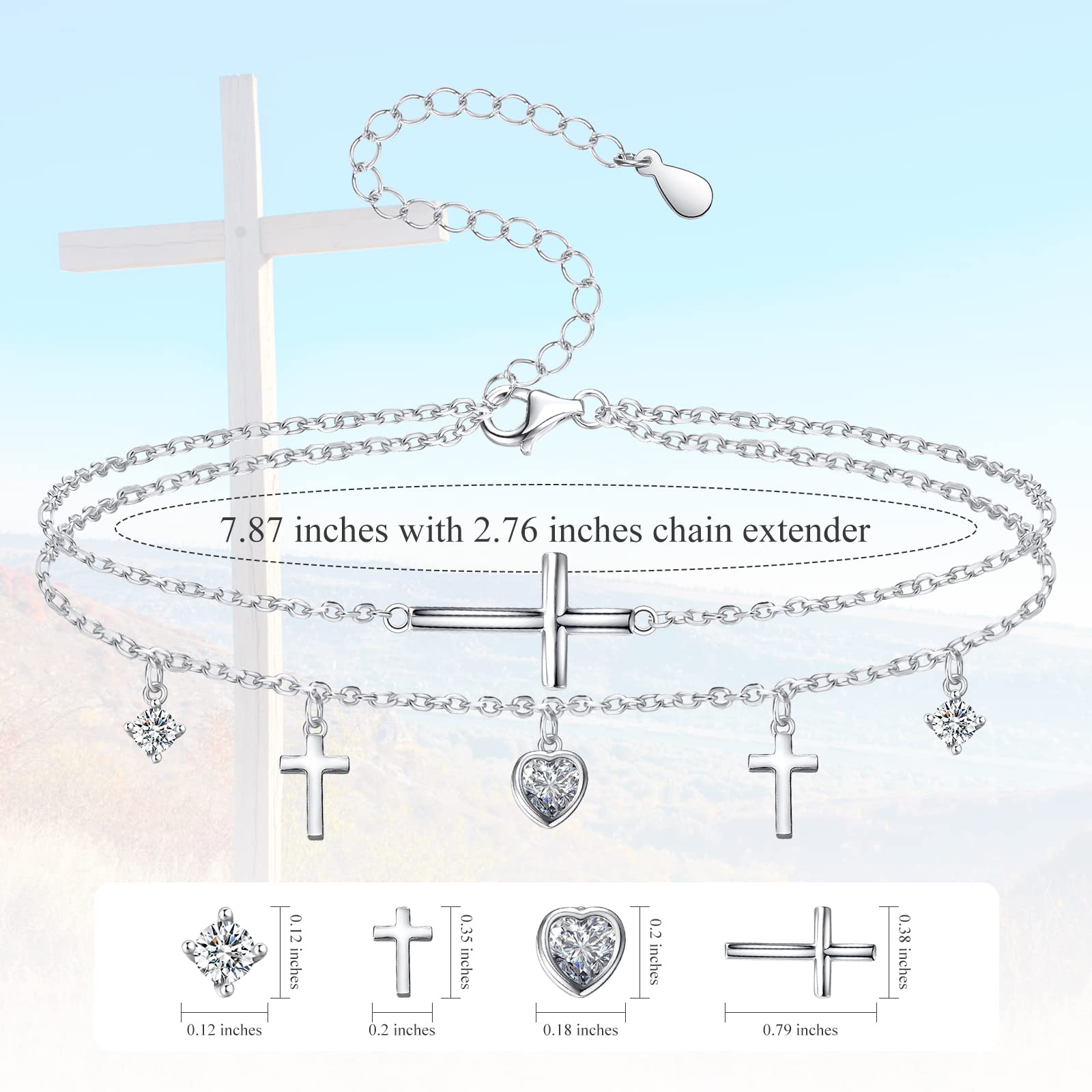925 Sterling Silver Anklet Bracelets for Women - Butterfly Cross Evil Eye Charm Ankle Jewelry, Personalized Name Adjustable Anklet for Teen Girls, Birthday Gifts for Wife Girlfriend Daughter | Perfect for Beach Vacation, Wedding, Everyday Wear
