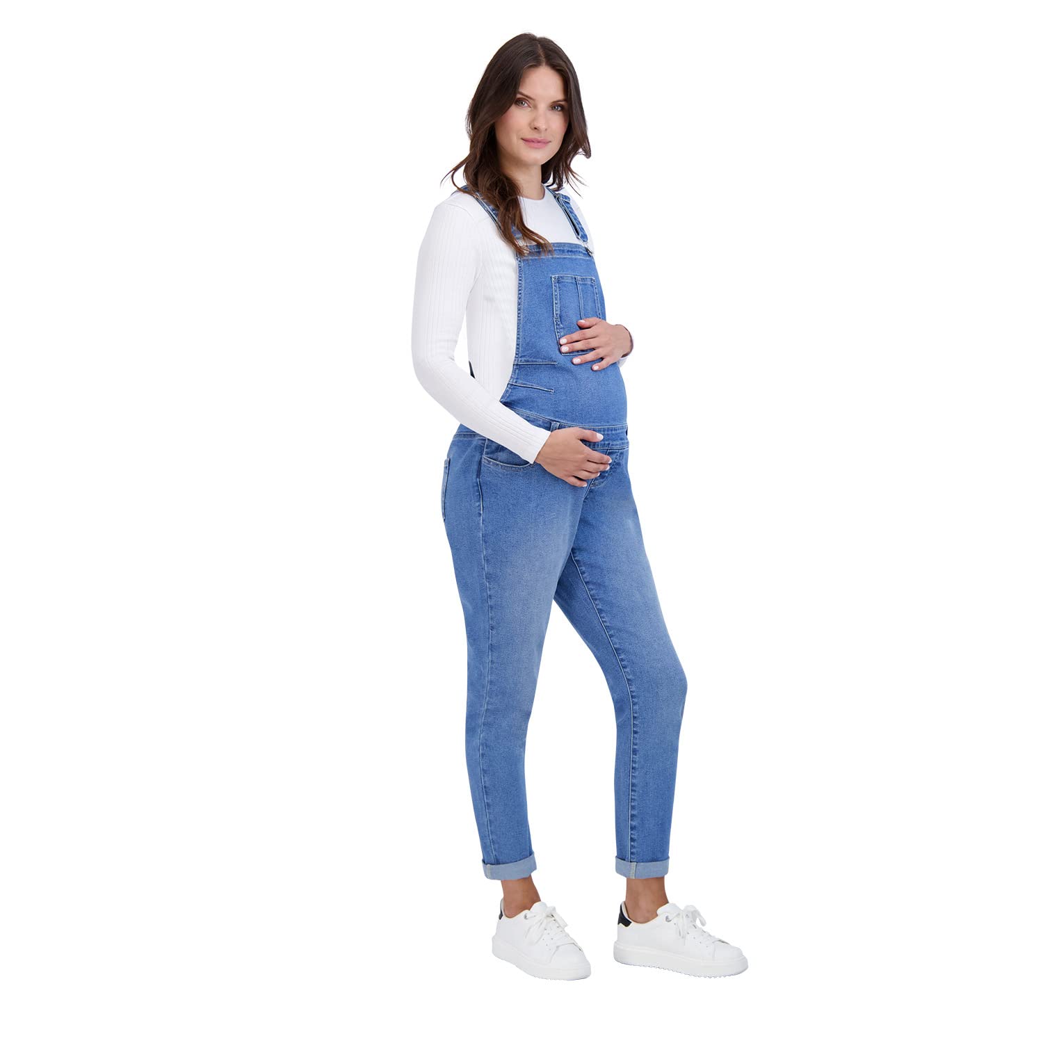 Savi Parker Women’s Maternity Overalls - Comfortable Denim Bib Straight Leg Jumpsuit for Pregnant Women | Casual Outfit for Pregnancy, Nursing, and Everyday Wear