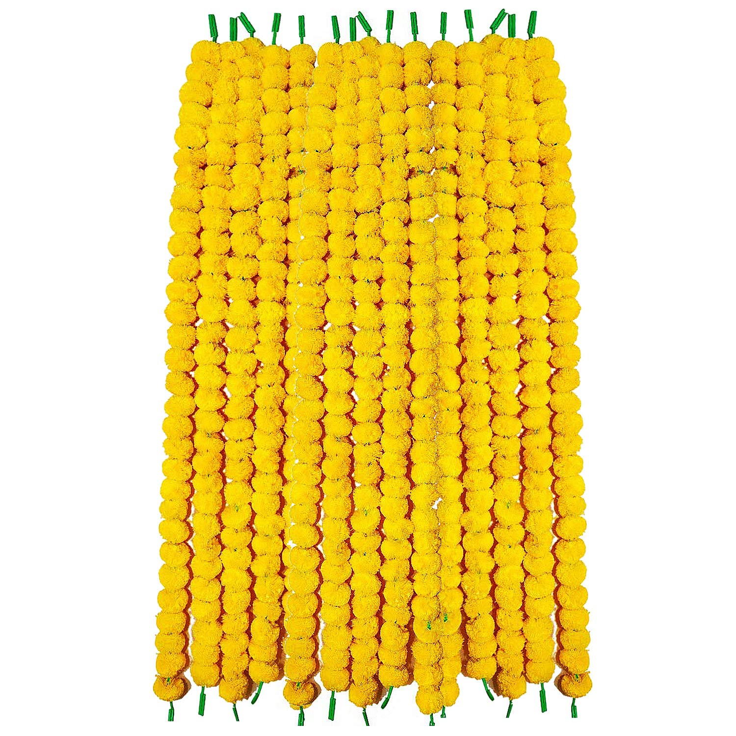 5-Pack Yellow Plastic Artificial Marigold Flower Garlands for Home, Wedding & Party Decorations - Durable Faux Flowers for Indoor & Outdoor Use